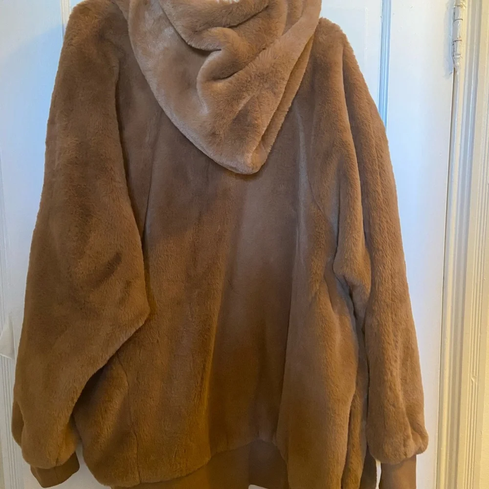 Free People Teddy Jacket in Camel Brown with Hood